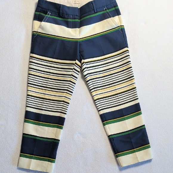 J. Crew Striped Navy Capri/Ankle Pants - Picture 2 of 8